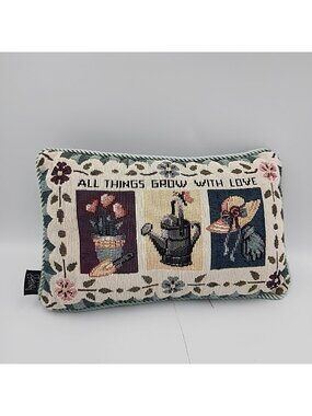 Vintage Gregg USA All Things Grow With Love Tapestry Throw-Pillow 6" x 9"